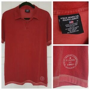 Vintage Polo Jeans Co Ralph Lauren Shirt Johnny Collar Men's Medium Red Logo SS